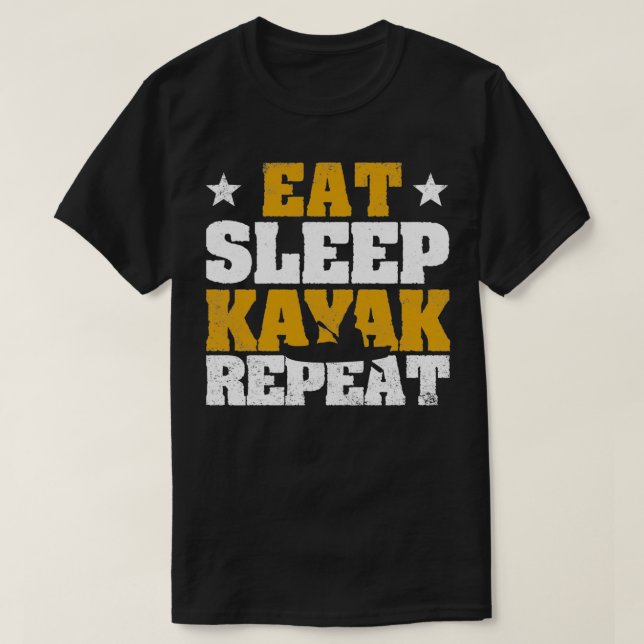 Camiseta Engraçado Kayak Canoeiro Barco Kayaker Coma Sono (Frente do Design)
