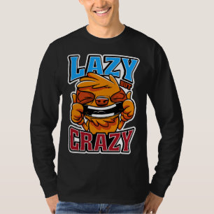 Camiseta Engraçado Lama Preguiçoso Mas Louco