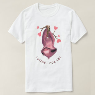 Camiseta Engraçado Lama Romântica - Sorria - Adicione Seu