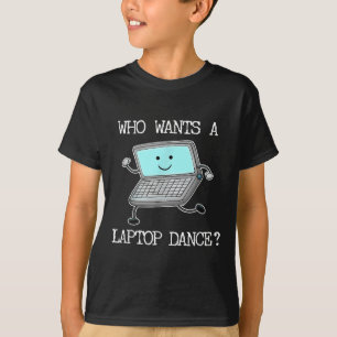 Camiseta Engraçado Laptop Dançando Computador Pun Cotação D