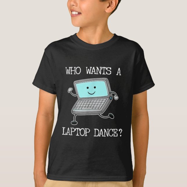 Camiseta Engraçado Laptop Dançando Computador Pun Cotação D (Frente)