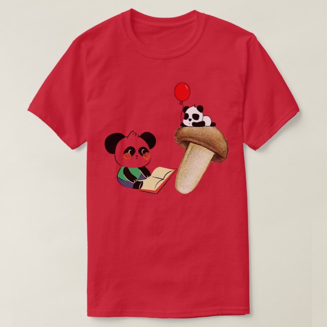 Camiseta Engraçado Leitura Panda (Frente do Design)