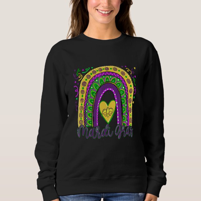 Camiseta Engraçado Leopard Rainbow Feliz Mardi Gras Mulhere (Frente)