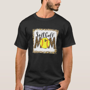 Camiseta Engraçado Leopard Softball Mãe Softball Mothe