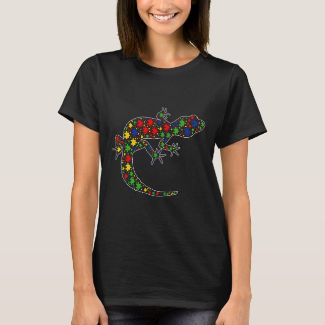 Camiseta Engraçado Leopardo Gecko Animais Quebra-cabeça (Frente)