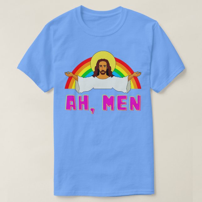 Camiseta Engraçado LGBT Ah Homem Jesus Orgulho gay Rainbow (Frente do Design)