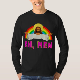 Camiseta Engraçado LGBT Ah Homem Jesus Orgulho gay Rainbow
