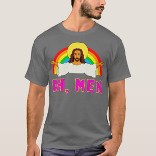 Camiseta Engraçado Lgbt Ah Man Jesus Orgulho gay Rainbow