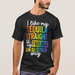 Camiseta Engraçado LGBT Ally Dando Tequila Hetero Amigos Ir