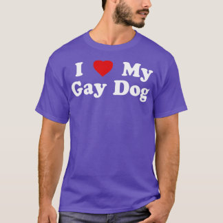 Camiseta Engraçado LGBT Eu Amo Meu Cachorro Gay