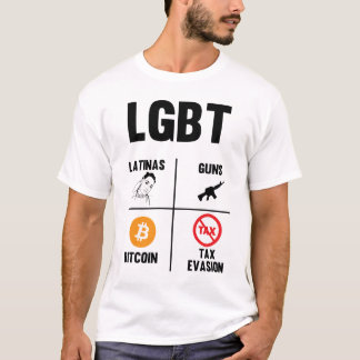 Camiseta Engraçado LGBT Latinas Arma Bitmoney Evasão Fiscal