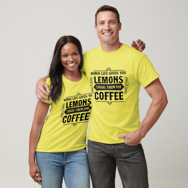 Camiseta Engraçado limão vida palavra café (Unissex)