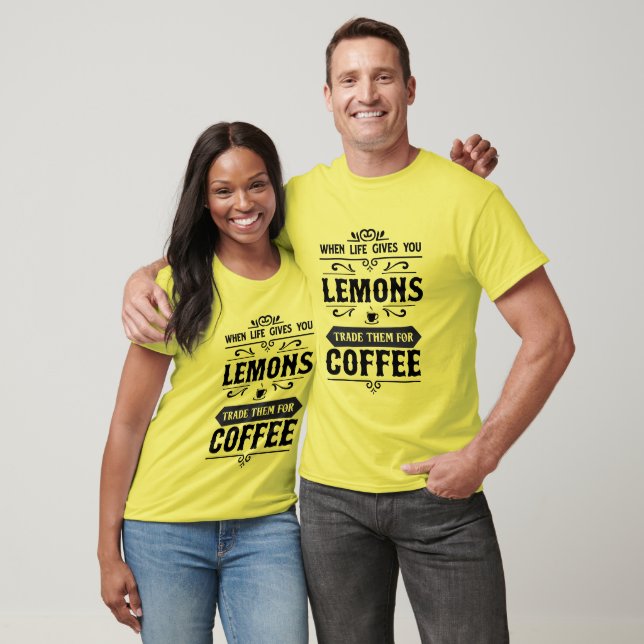 Camiseta Engraçado limão vida palavra café (Unissex)