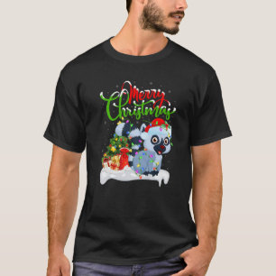 Camiseta Engraçado Limur Amante de os animais Xmas Lightin