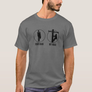 Camiseta Engraçado Lineman Namorada Design para Mulheres E
