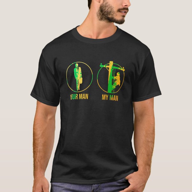 Camiseta Engraçado Lineman Namorada Design para Mulheres El (Frente)