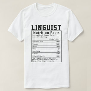 Camiseta Engraçado Linguista Fatos Nutricionais Funcionario