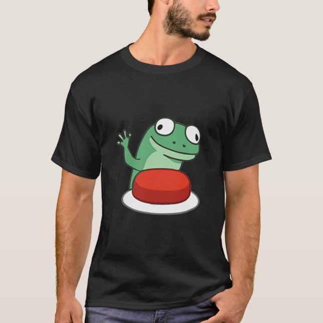 Camiseta Engraçado Lizard Button Meme T-shirt.png (Frente)