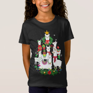 Camiseta Engraçado Llama Árvore de Natal Alpaca Xmas Lights