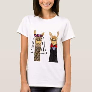 Camiseta Engraçado Llama Bride e Arte de Casamento de Groom