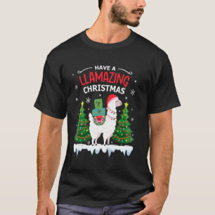 Camiseta Engraçado Llama Santa Hat Natal Pijamas Alpaca Lla