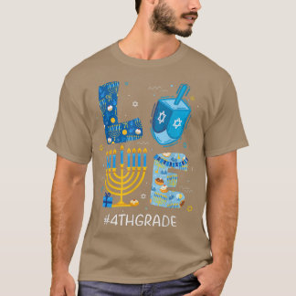 Camiseta Engraçado LOVE 4º Professor Menorah Jewish Hanukk