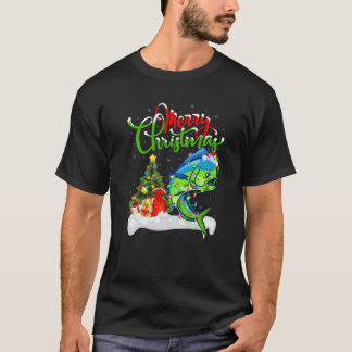Camiseta Engraçado Mahi Mahi Fish Lover Xmas Lighting Mahi 