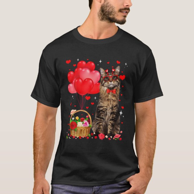 Camiseta Engraçado Maine Coon Gato Namorados Gato Lover (Frente)