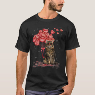 Camiseta Engraçado Maine Coon Heart Dia de os namorados Cat