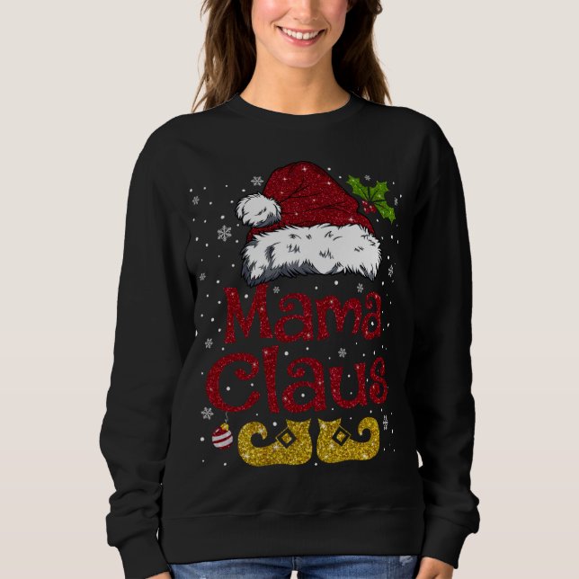 Camiseta Engraçado Mamãe Claus Correspondendo Papais noeis  (Frente)