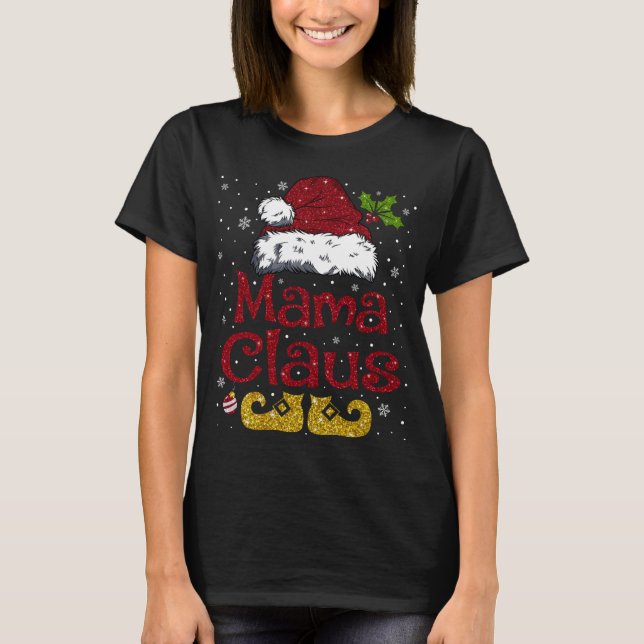 Camiseta Engraçado Mamãe Claus Correspondendo Papais noeis  (Frente)