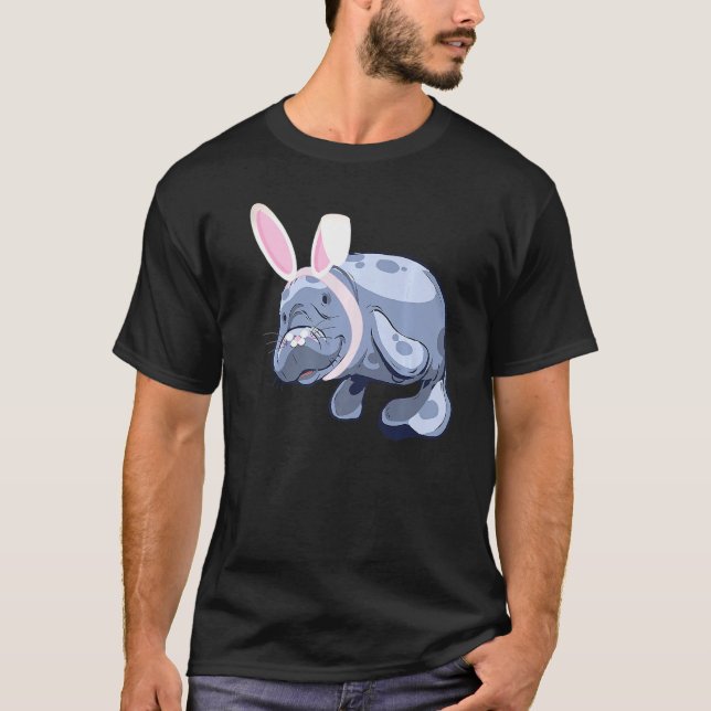 Camiseta Engraçado Manatee Páscoa Bunny (Frente)
