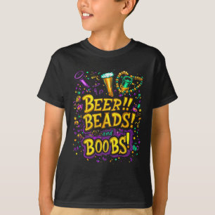 Camiseta Engraçado Mardi Gras Beer Miçanga Breast New Orlea