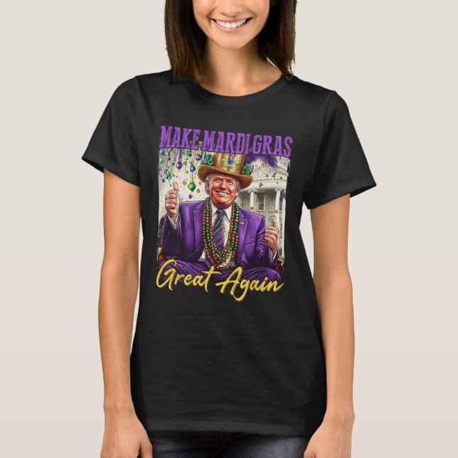 Camiseta Engraçado Mardi Gras Donald Trump Mardi Gras Ameri (Frente)