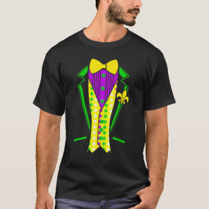 Camiseta Engraçado Mardi Gras Lazy Tuxedo Arco do Costume T