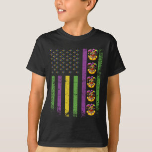 Camiseta Engraçado Mardi Gras Patos Eua Bandeira Miçanga Pa
