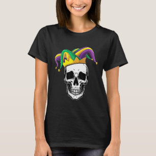 Camiseta Engraçado Mardi Gras Skull Jester Hat Parade Figur