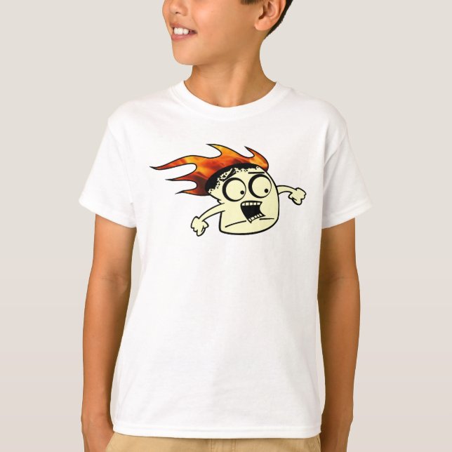 Camiseta Engraçado Marshmallow em chamas (Frente)