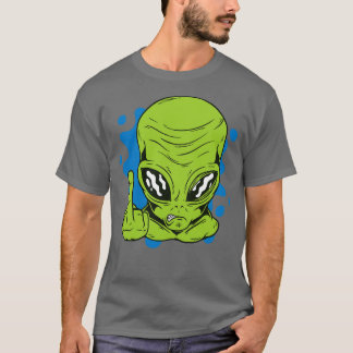 Camiseta Engraçado Martian Invertendo Dedo Médio