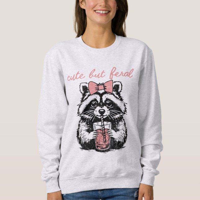 Camiseta Engraçado, Mas Feral Raccoon, citação Humorosa (Frente)