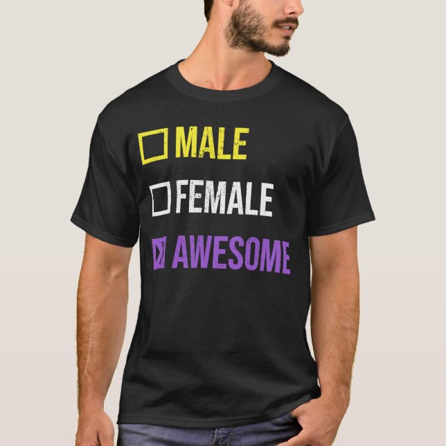 Camiseta Engraçado Masculino Mulher Orgulho Não Binário LGB (Frente)