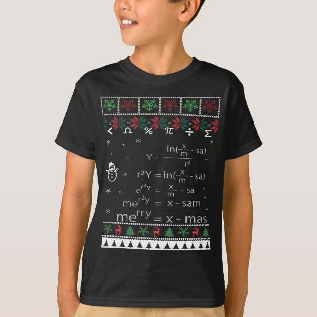 Camiseta Engraçado Matemática Feia de Natal Dando Feliz Xma (Frente)