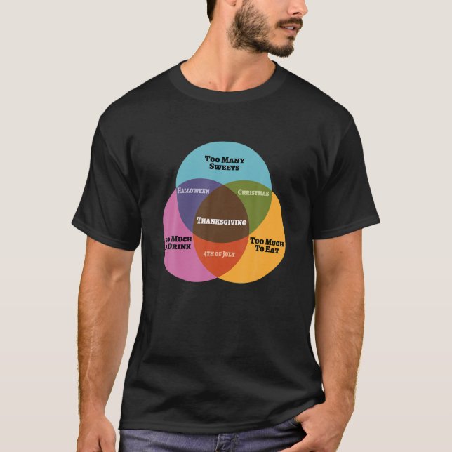Camiseta Engraçado Matemática Venn Diagrama Meme Ação de Gr (Frente)