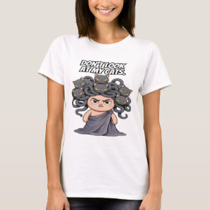 Camiseta Engraçado Medusa Gato Amo Não Olhe para meus gatos