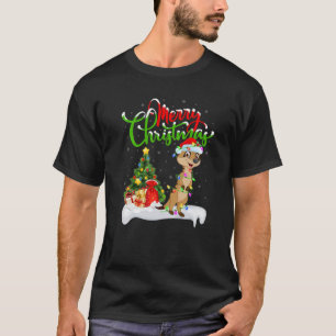 Camiseta Engraçado Meerkat Amante de os animais Xmas Lighti