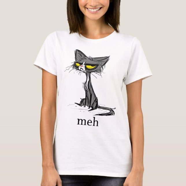 Camiseta Engraçado Meh Cat Gift Para Gaqueiros (Frente)