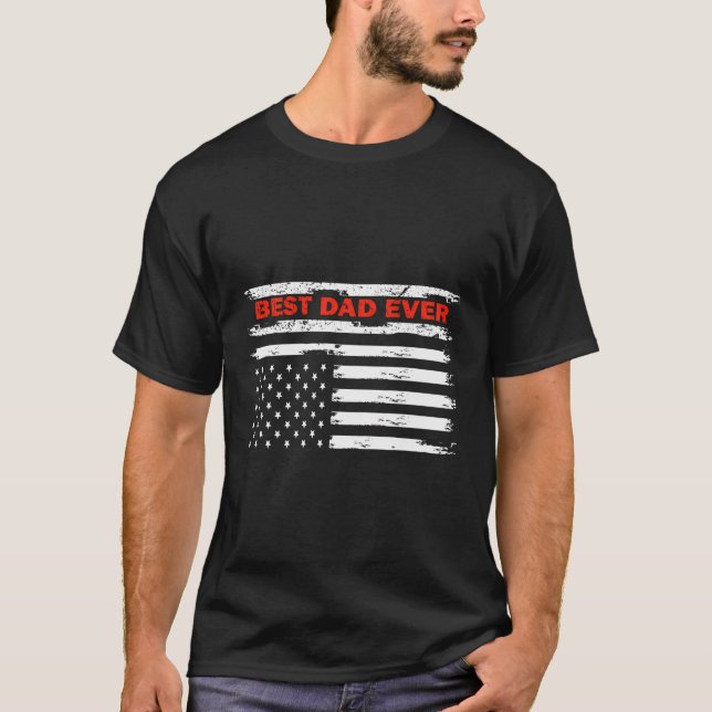 Camiseta Engraçado Melhor Pai De Bandeira Usa Para O Dia Da (Frente)