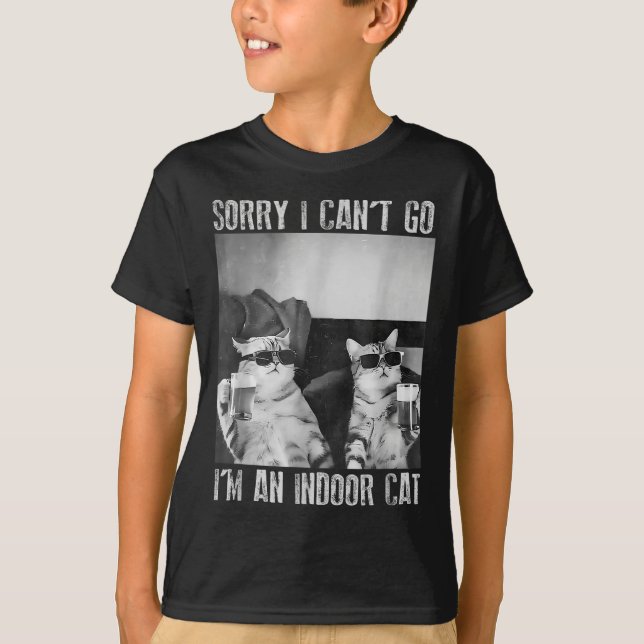 Camiseta Engraçado Meme Cat Indoor Desculpe por não poder i (Frente)