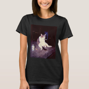 Camiseta Engraçado Memória Fumante Cigarro Kitten Brainrot 