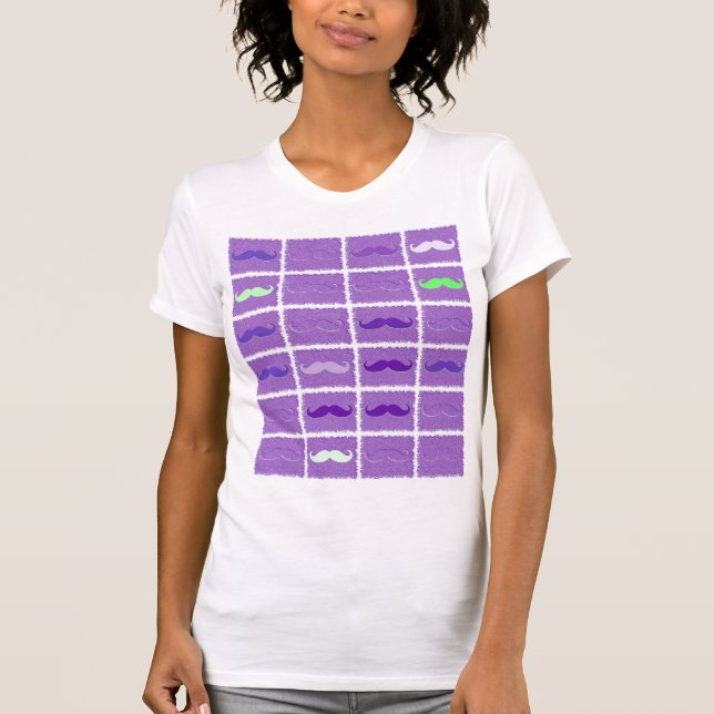 Camiseta Engraçado, Menina Roxo, bigode (Frente)
